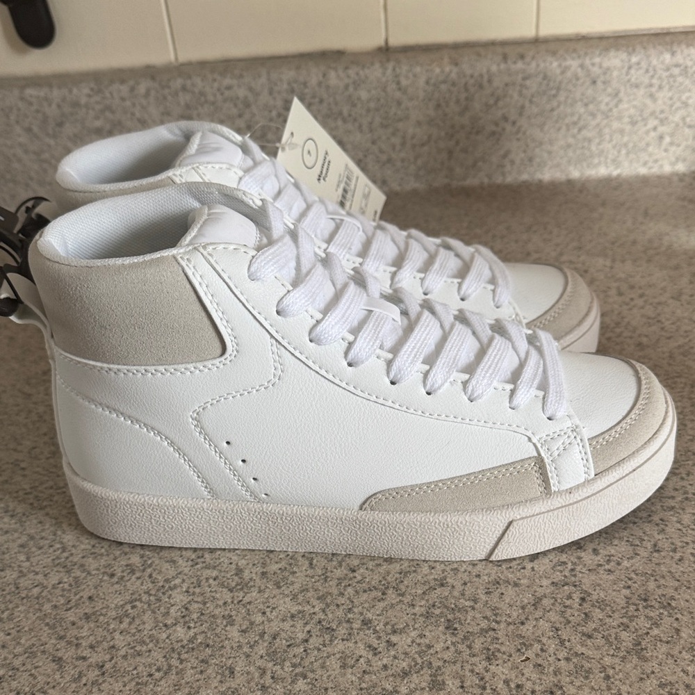 No Boundaries White and Light Gray Lace-Up High Top Boots